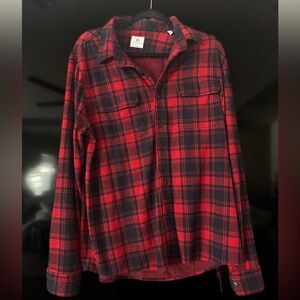 7Diamonds Red & Black Plaid Flannel Button-Down Shirt – Size Large Fall winter